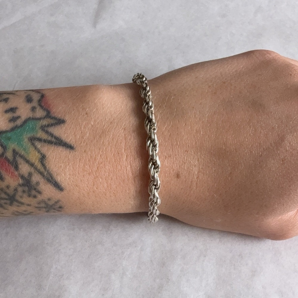 Sterling Silver 925 Rope Chain Bracelet 7.2in Lobster Clasp Made In Italy Unisex